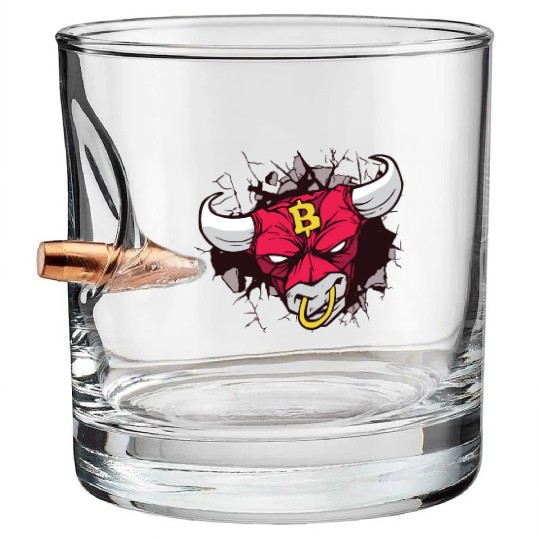 Angry bull crypto sign Bullet Whiskey Glasses