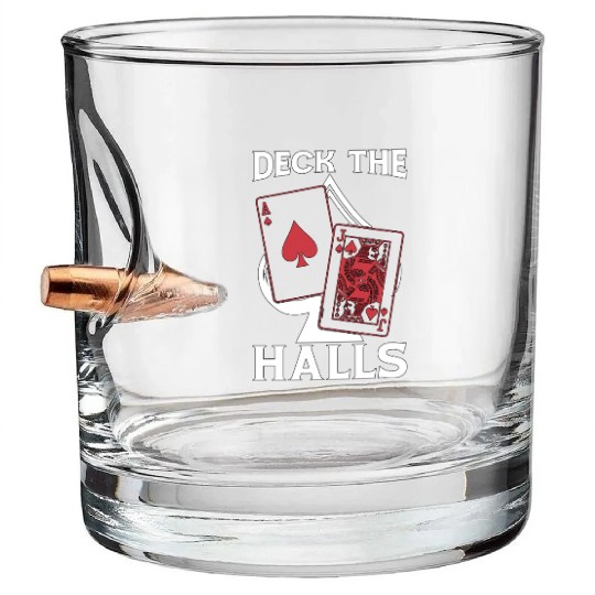 Classic Blackjack Deck The Halls Casino Gambling Bullet Whiskey Glasses