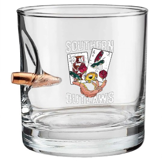 Classic Blackjack Southern Outlaws Loves Card Game Bullet Whiskey Glasses