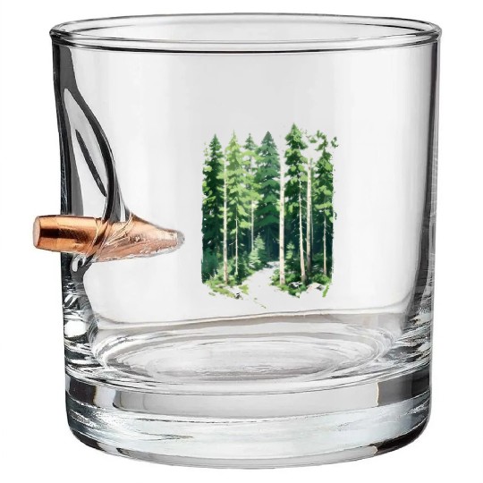 Happy Green Wild Forest - Adventure Hiking Trail Bullet Whiskey Glasses