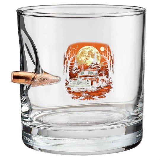 Creepy Old Truck Halloween Haunted Classic Truck Bullet Whiskey Glasses