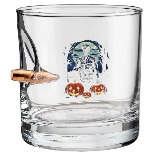Creepy Zombie Cop Undead Police Halloween Officer Bullet Whiskey Glasses