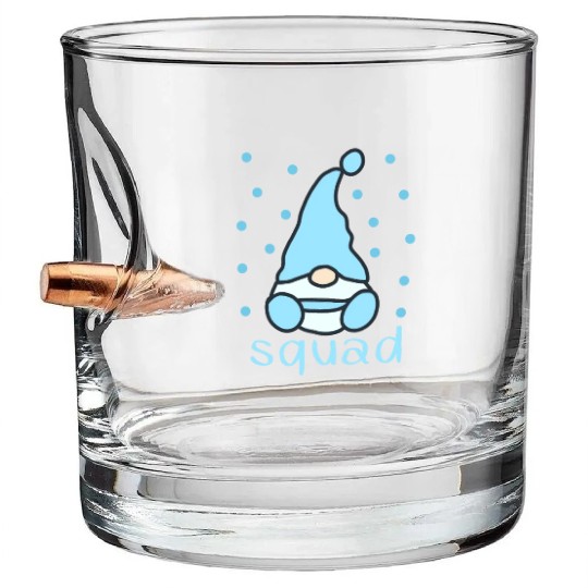 Funny Gnomes with snow fall celebrate Bullet Whiskey Glasses