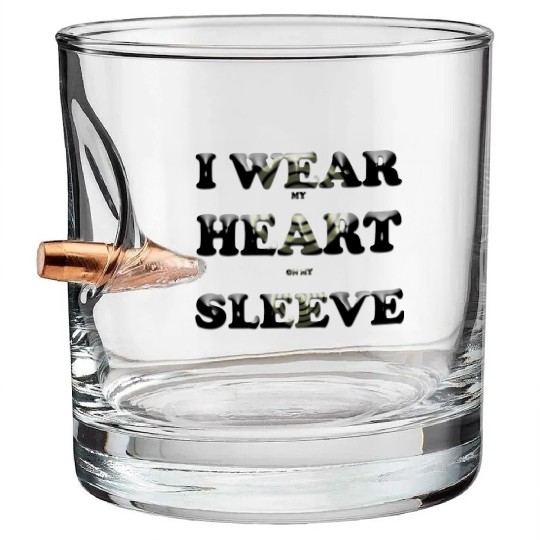 I wear my heart on my sleeve design Bullet Whiskey Glasses gift