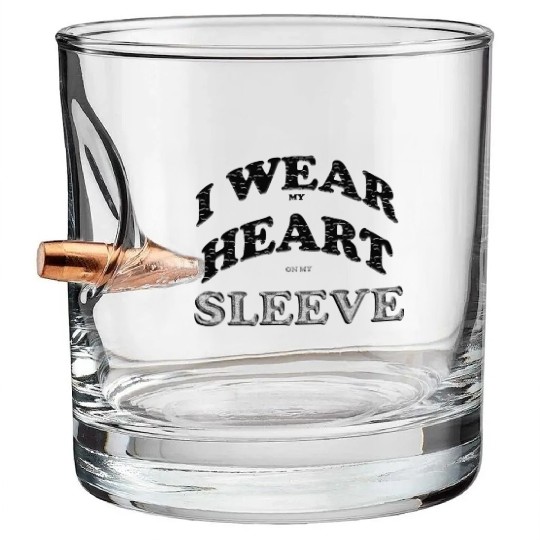 I wear my heart on my sleeve cute design gift Bullet Whiskey Glasses