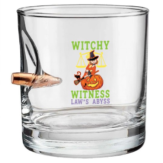 Witchy Witness Law's Abyss Scary Lawyer Halloween Bullet Whiskey Glasses