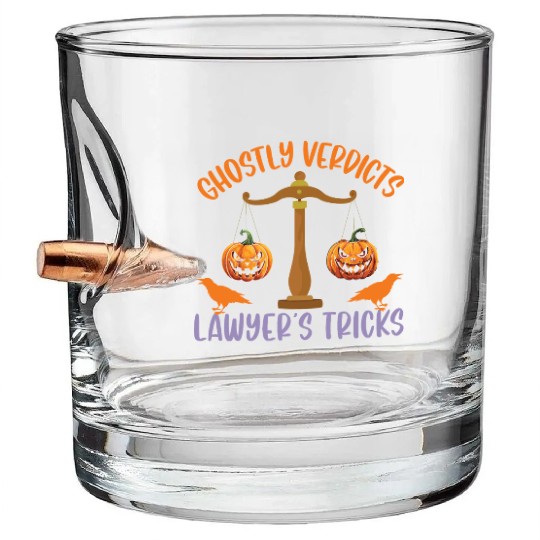 Ghostly Verdicts Lawyer's Tricks Lawyer Halloween Bullet Whiskey Glasses
