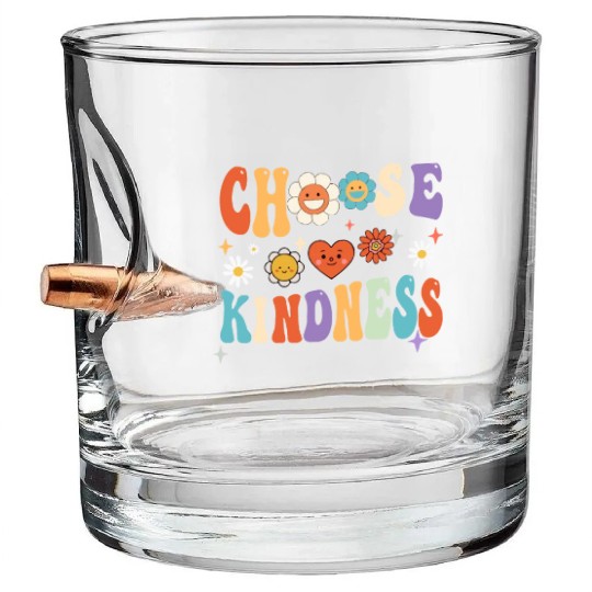 Retro Vintage Choose Kindness Lover Spiritual Bullet Whiskey Glasses