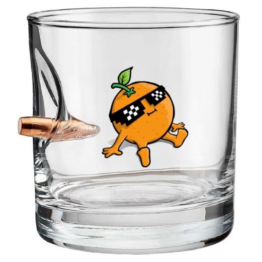 Cool Relaxing Orange Fruit Pixel Sunglasses Face Bullet Whiskey Glasses