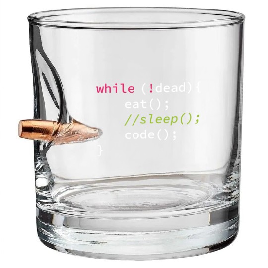 Funny Coding Computer Science Programmer Eat Sleep Bullet Whiskey Glasses