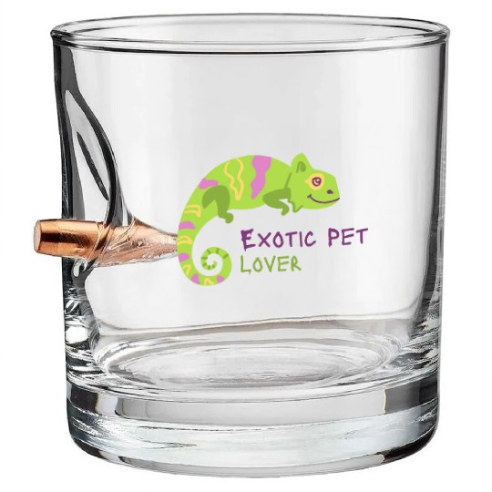 Green Chameleon Lizard Exotic Pet Lover Bullet Whiskey Glasses