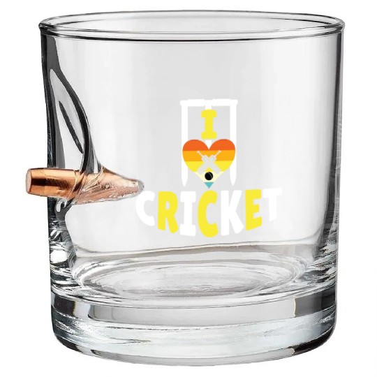 I Love Cricket Bullet Whiskey Glasses