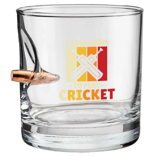 I Was Born To Play Cricket Bullet Whiskey Glasses