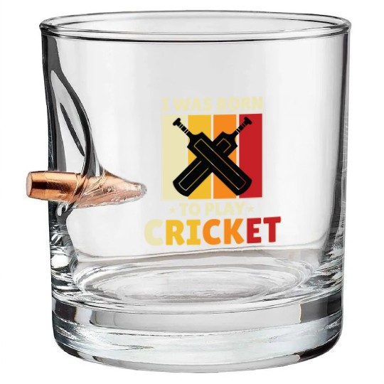 I Was Born To Play Cricket Bullet Whiskey Glasses