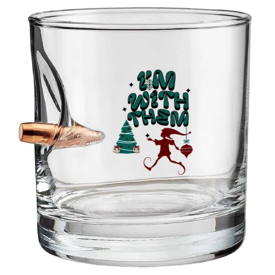 "Im with them" Christmas Elf design Bullet Whiskey Glasses