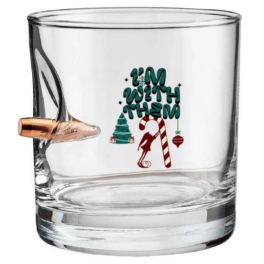 "Im with them" Christmas Elf design 2 Bullet Whiskey Glasses
