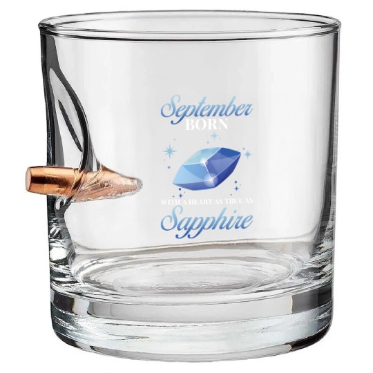 Birthstone September Sapphire Bullet Whiskey Glasses