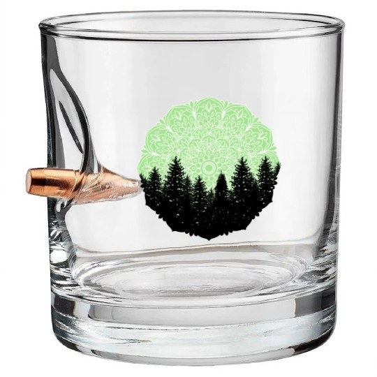 Green Forest Mandala Pacific Northwest Bullet Whiskey Glasses