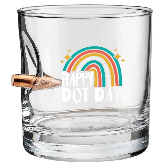 Happy Dot Day Rainbow Polka Dot International Bullet Whiskey Glasses