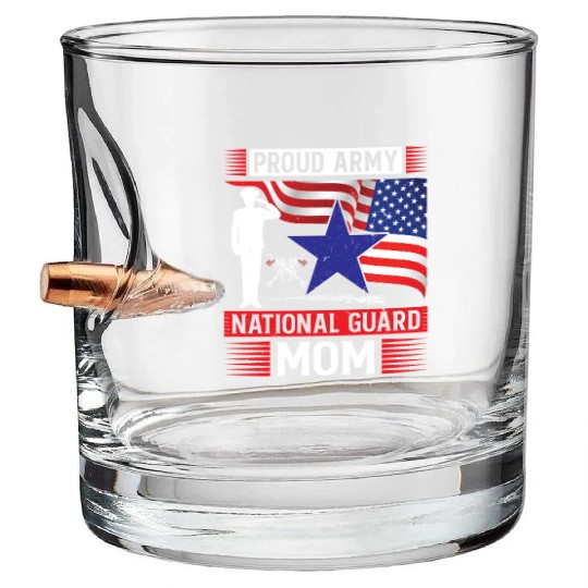 Proud Army National Guard Mom Bullet Whiskey Glasses