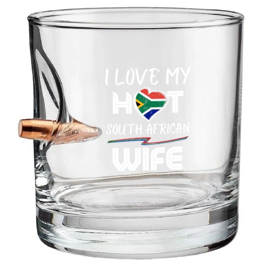 Funny I Love My Hot South African Wife Husband Bullet Whiskey Glasses