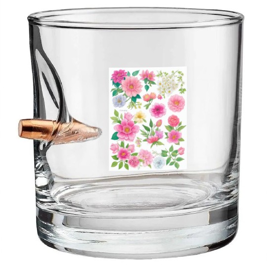 Lavender and Lilac Spring Flowers Bullet Whiskey Glasses
