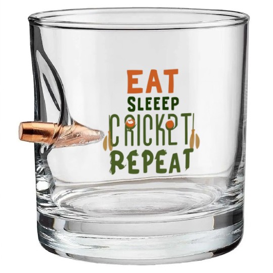 Eat Sleep Cricket Repeat: The Cricket Lover's Bullet Whiskey Glasses