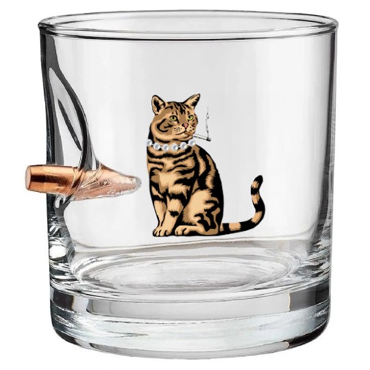 Cat Smoking Bullet Whiskey Glasses