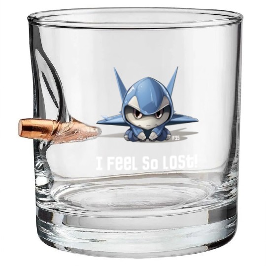 Little Lost Cute F35 Fighter Plane Illustration Bullet Whiskey Glasses