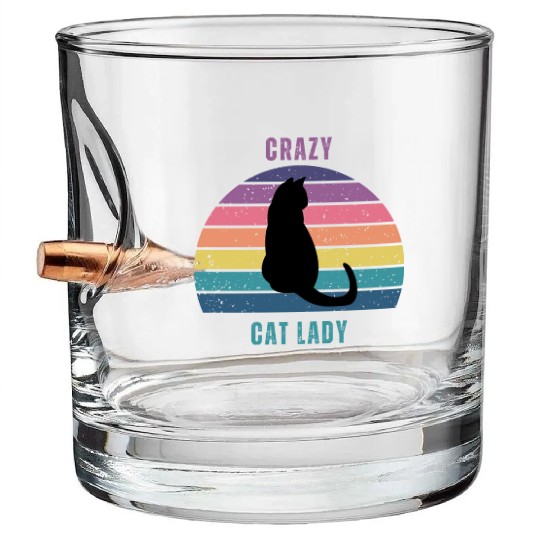 crazy cat lady Bullet Whiskey Glasses