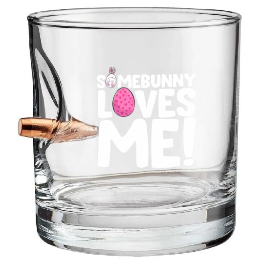 Somebunny Loves Me Easter Bunny Egg Quote Bullet Whiskey Glasses