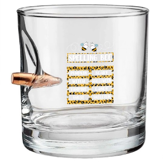 Spelling Bee Halloween Teachers Bullet Whiskey Glasses