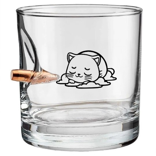 kitty sleeping on cloud chibi Bullet Whiskey Glasses