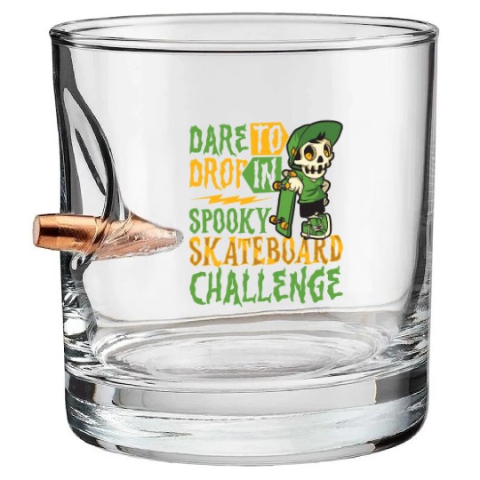 Spooky Horror Skateboarder Halloween Skateboarding Bullet Whiskey Glasses