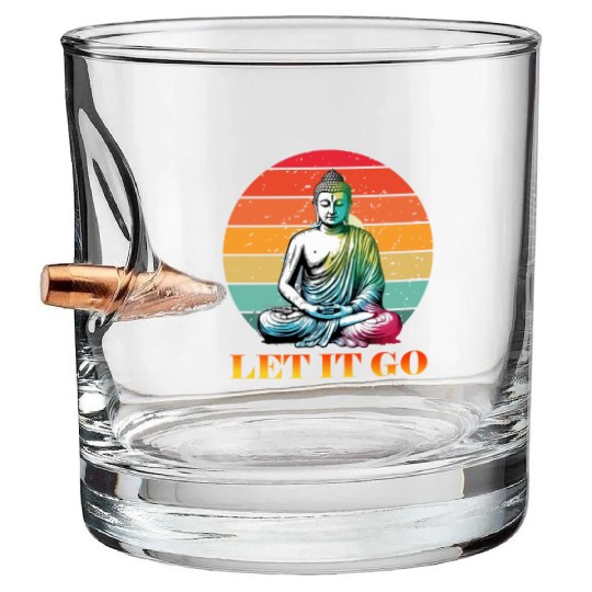 Let It Go, Yoga Buddhism Retro Bullet Whiskey Glasses
