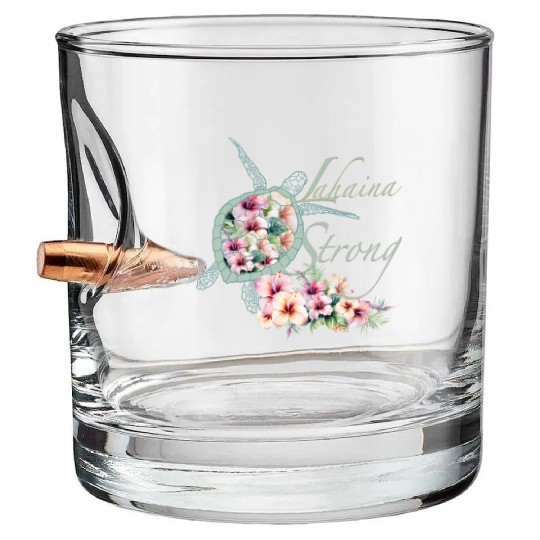 Lahaina Strong: Hibiscus and Sea Turtle Bullet Whiskey Glasses