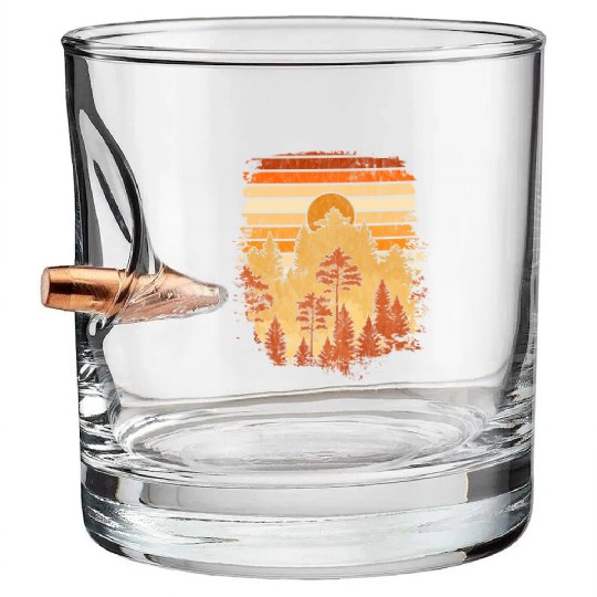 Forest trees nature lover gift retro nature Bullet Whiskey Glasses