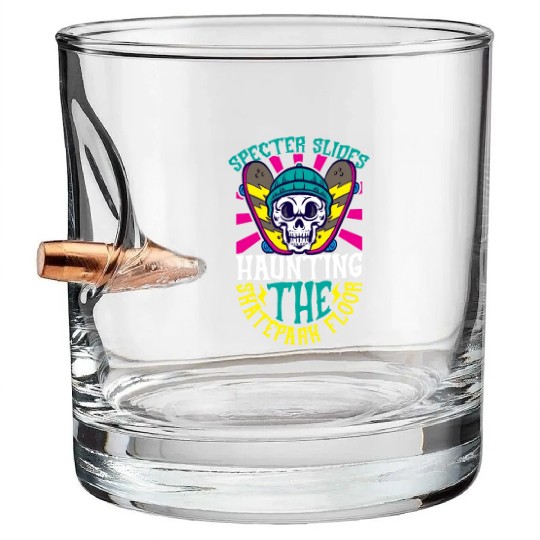 Spooky Horror Skateboarder Halloween Skateboarding Bullet Whiskey Glasses