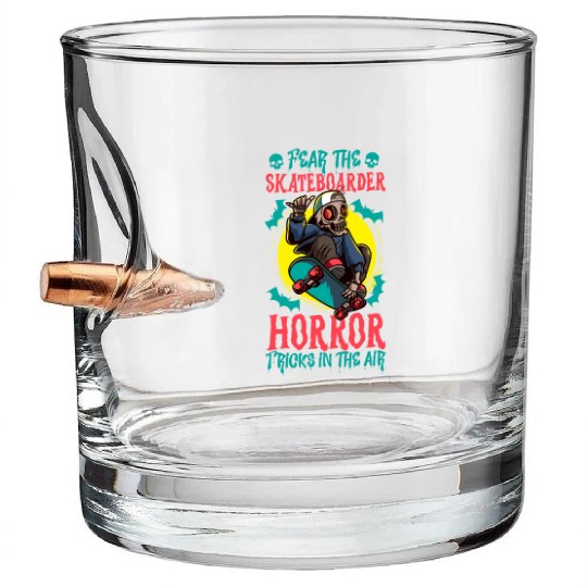 Spooky Horror Skateboarder Halloween Skateboarding Bullet Whiskey Glasses