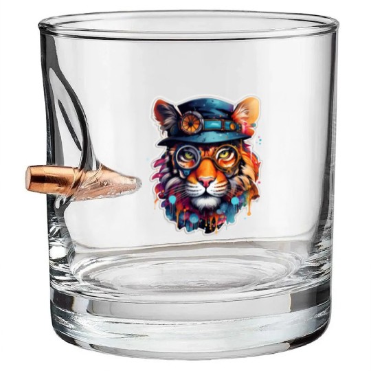 Steampunk Tiger Bullet Whiskey Glasses