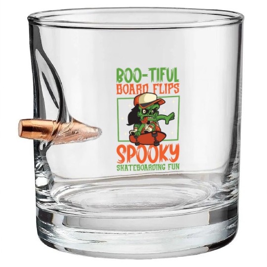Spooky Horror Skateboarder Halloween Skateboarding Bullet Whiskey Glasses