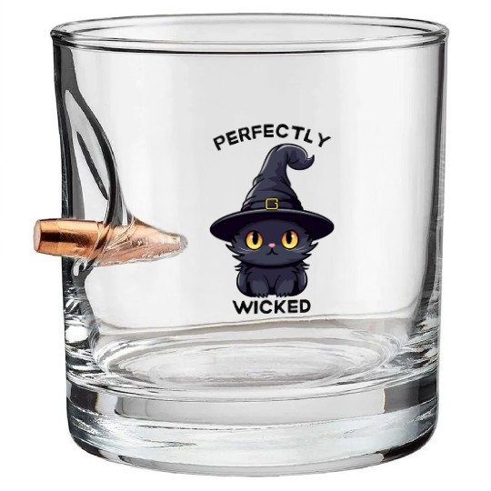 Wicked Cat Witch Funny Halloween Witch Bullet Whiskey Glasses