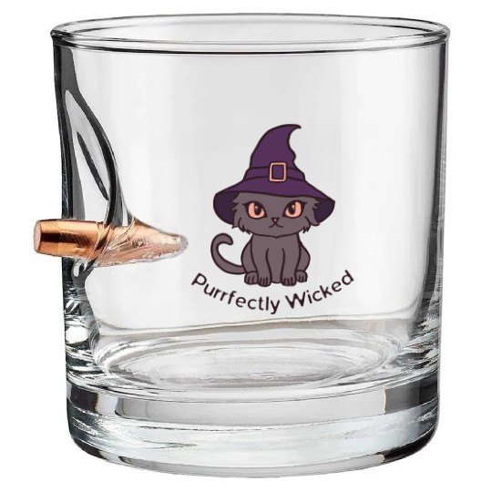 Wicked Cat Witch Funny Halloween Witch Bullet Whiskey Glasses