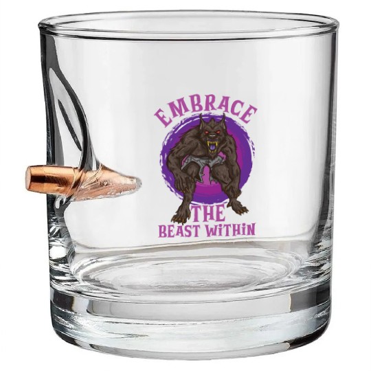 Funny Horror Werewolf Lycanthropy Full Moon Shapes Bullet Whiskey Glasses