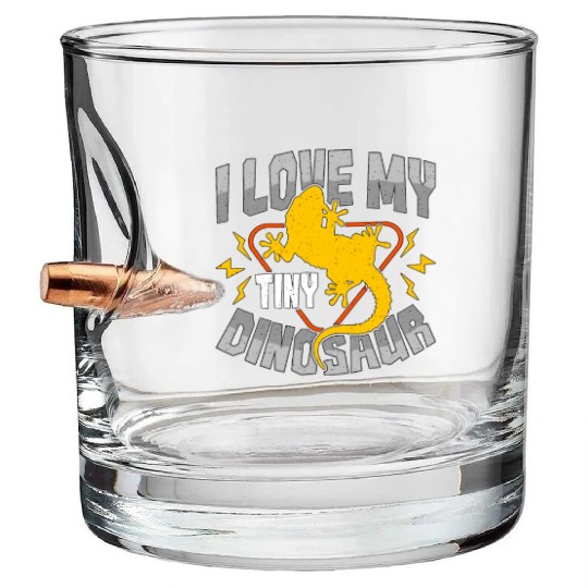 Leopard Gecko I Love My Tiny Dinosaur Lizard Lover Bullet Whiskey Glasses