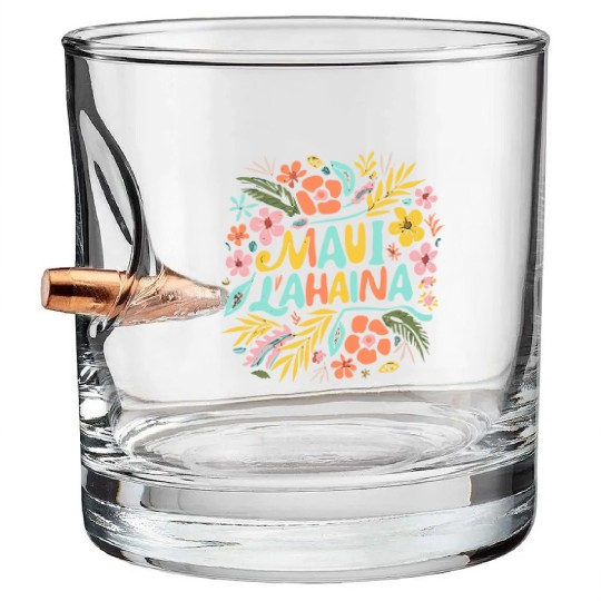 Maui Strong Lahaina Flower floral Bullet Whiskey Glasses