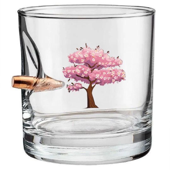 Sakura Serenity: Blossom-Infused Bullet Whiskey Glasses