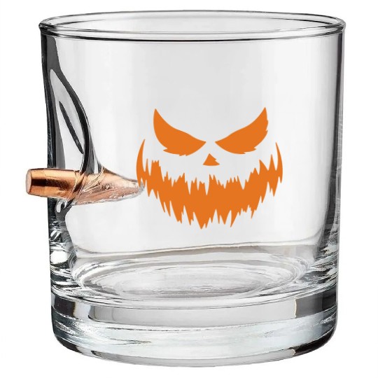 Jack O Lantern Scary Carved Pumpkin Face Halloween Bullet Whiskey Glasses