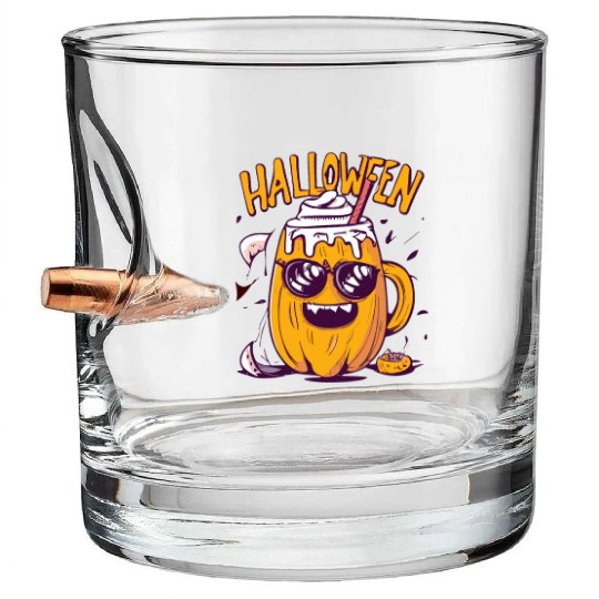 Halloween Funny Pumpkin Lemon Latte Bullet Whiskey Glasses