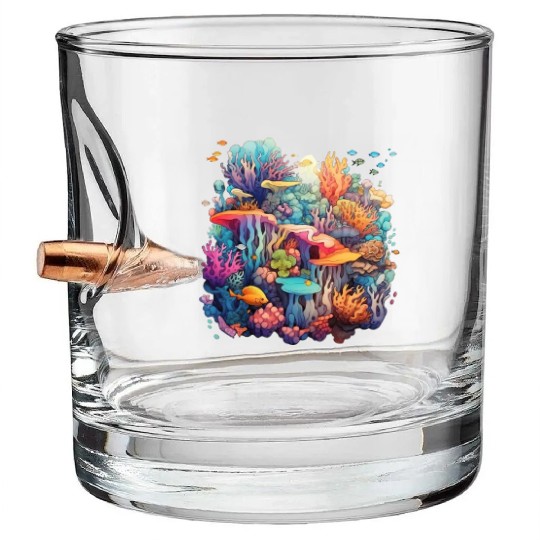Coral Kaleidoscope: Nature's Mosaic Bullet Whiskey Glasses